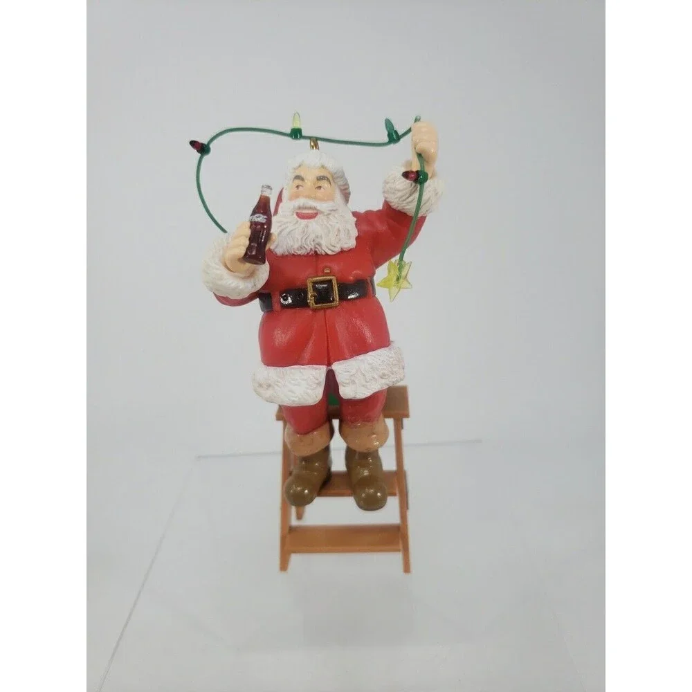 Coca Cola Trim A Tree Collection 1965 Santa Decorating Lights Ornament 1993 VTG